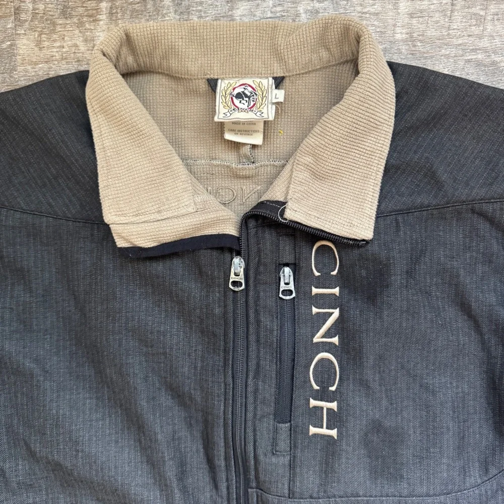 Cinch‎ Bonded Softshell Jacket Large Regular Black Heather Fleece Lined Logo